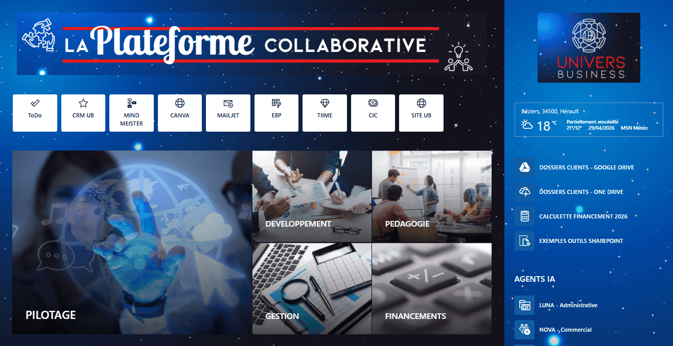 PLATEFORME COLLABORATIVE SHAREPOINT UB
